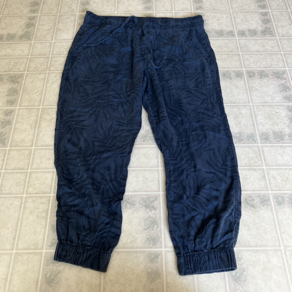 ORVIS Banana Leaf Print Joggers Relaxed Fit Size Large Soft Casual Euro Summer
